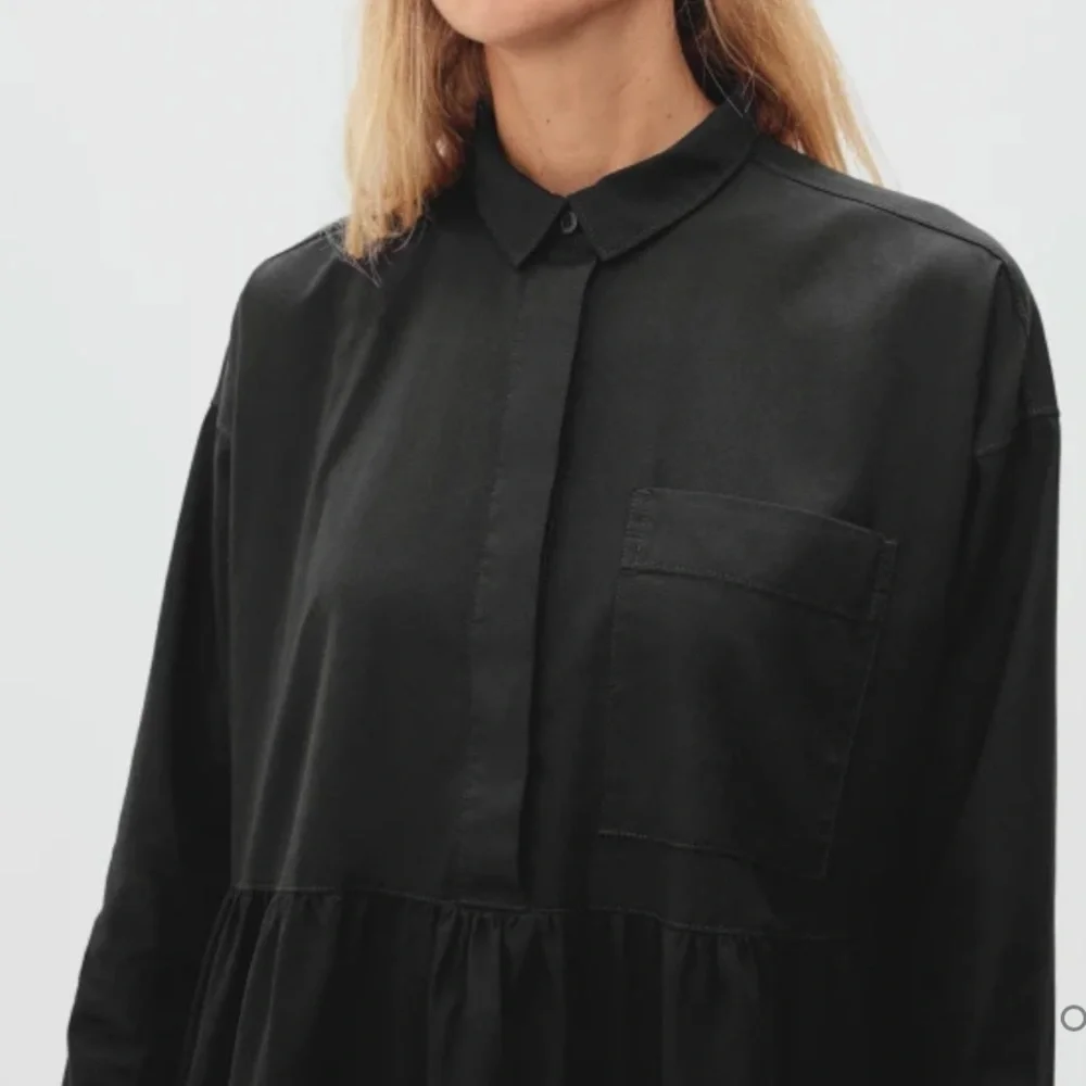 Everlane Black Oversized Collared Long Sleeve Shirt Field Mini Dress
